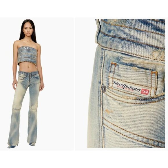 Diesel Belthy Bootcut Flare Low Rise Jeans in Blue 28 Womens Denim Pants - Picture 11 of 15